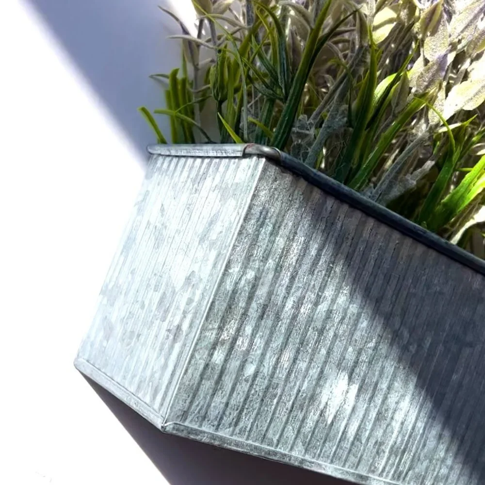 Faux Lavender Plant -Silver Metal Pot NWOT